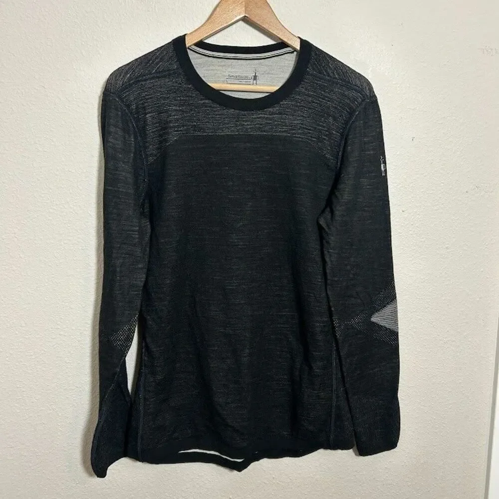 Smartwool Intraknit 200 Thermal Mens L Black Base Layer Shirt Wool Blend